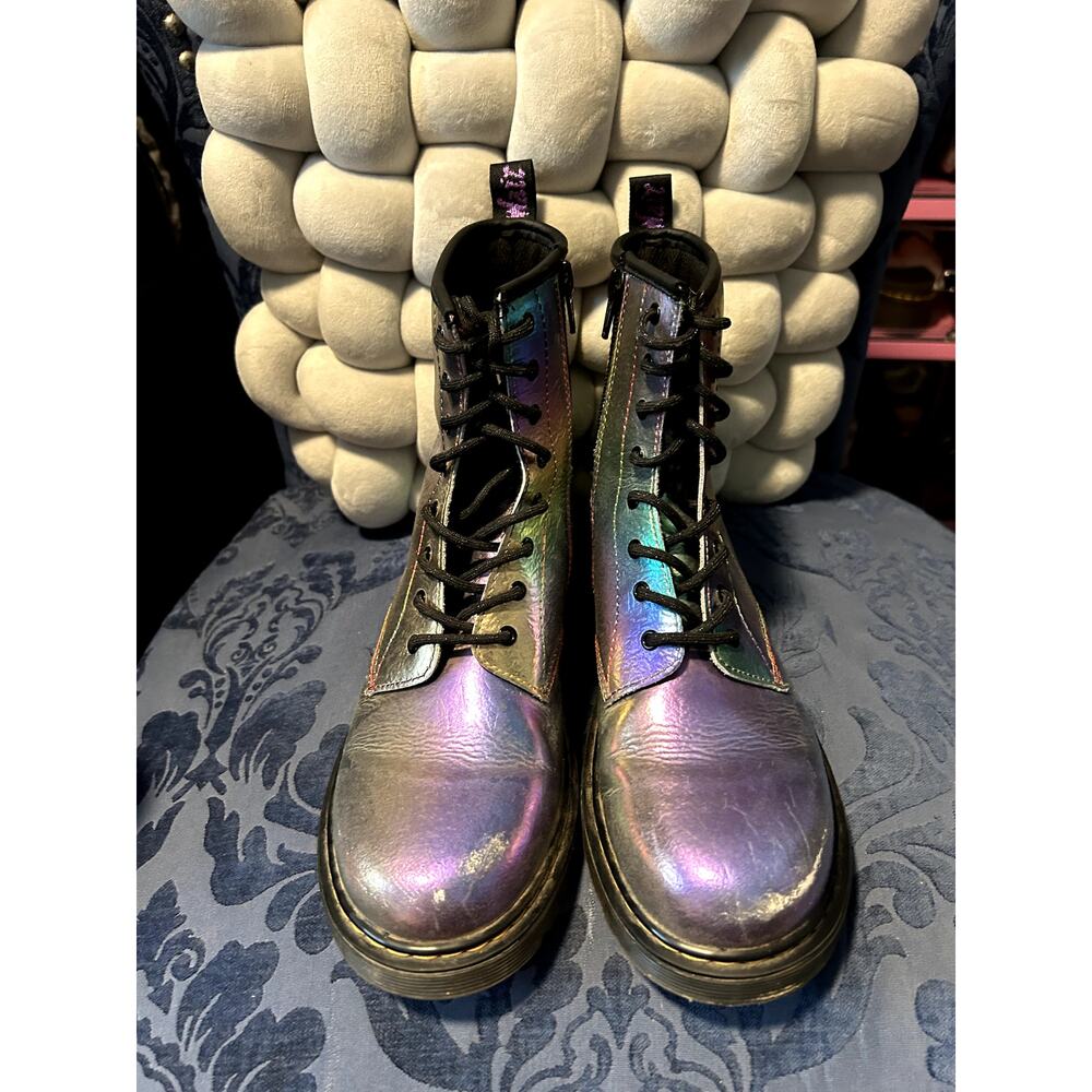Dr Martens 1460Y Silver Rainbow Holographic Size 7/EU 38 - Picture 3 of 9